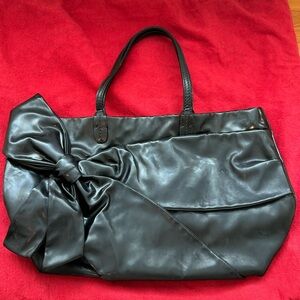 Valentino Betty Bow Tote Black Coated Canvas Large Shoulder Bag